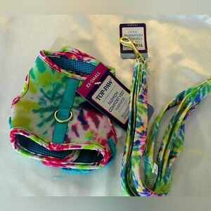 Top Paw Tie-Dye Dog Harness (XXS) and Leash Set